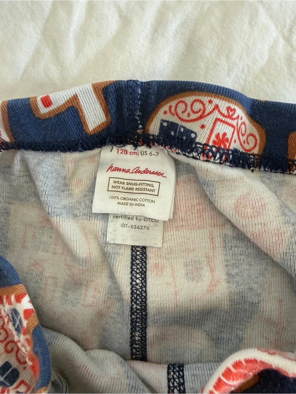 Hanna Andersson 6/7 Navy Holiday Christmas Gingerbread Pajamas